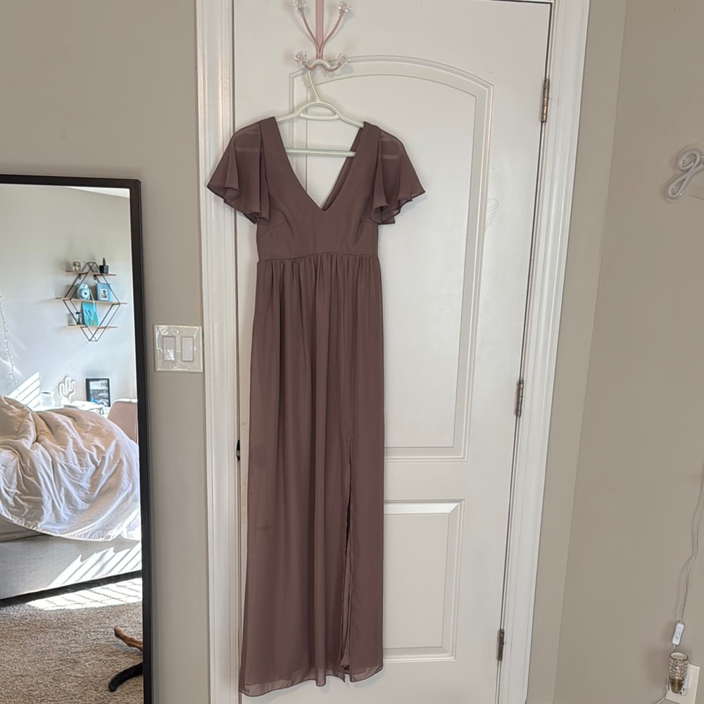 Birds grey bridesmaid dress
